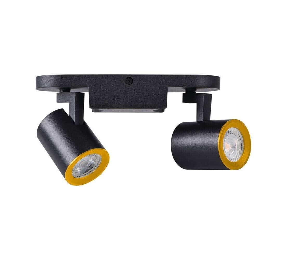 Faretto Orientabile A Soffitto Parete Doppio Diffusore Lampada Attacco Gu10 Nero - 5