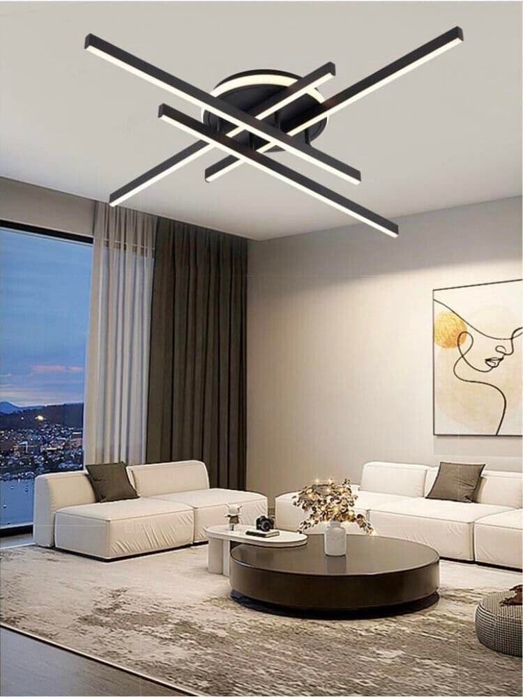 Plafoniera Led Luce Bianca 6500k Lampadario 45 Watt Moderno Nero Pn21nf - 5