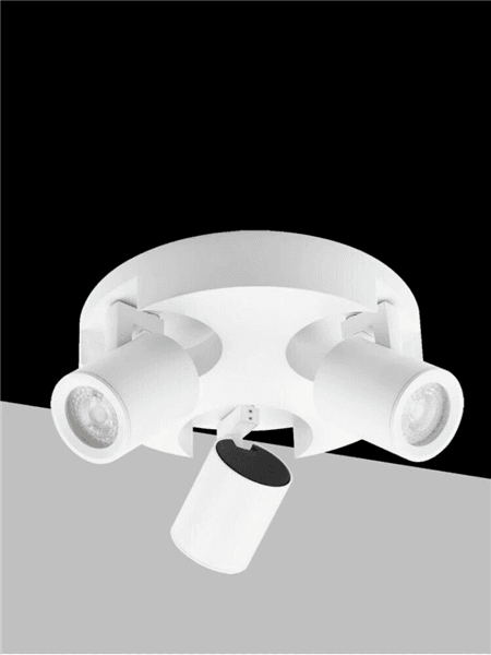 Plafoniera Da Soffitto Lampada Tonda 3 Porta Faretto Orientabile Gu10 Bianco - 5