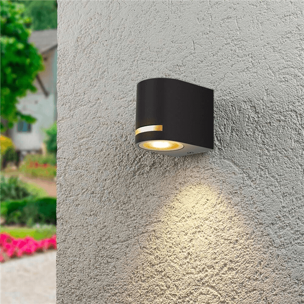 Applique Led Luce Naturale Lampada Da Parete Muro Faretto Gu10 8w Ip54 Nero - 5