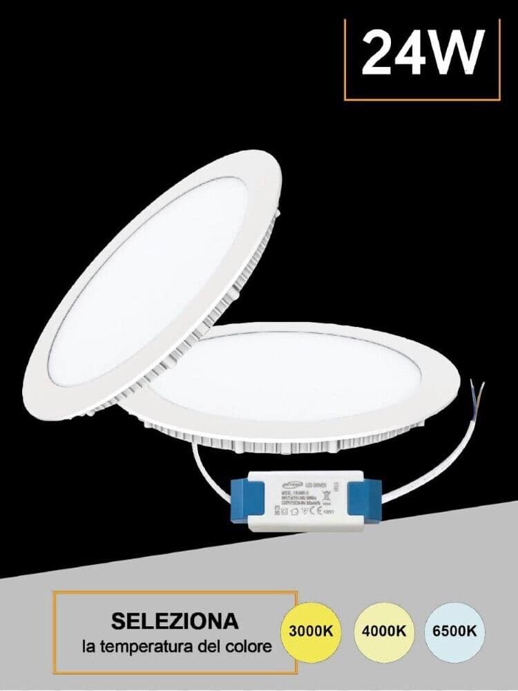 Pannello Led A Incasso Faretto Slim 24 Watt 3 Colori Luce Bianca Calda Naturale - 5
