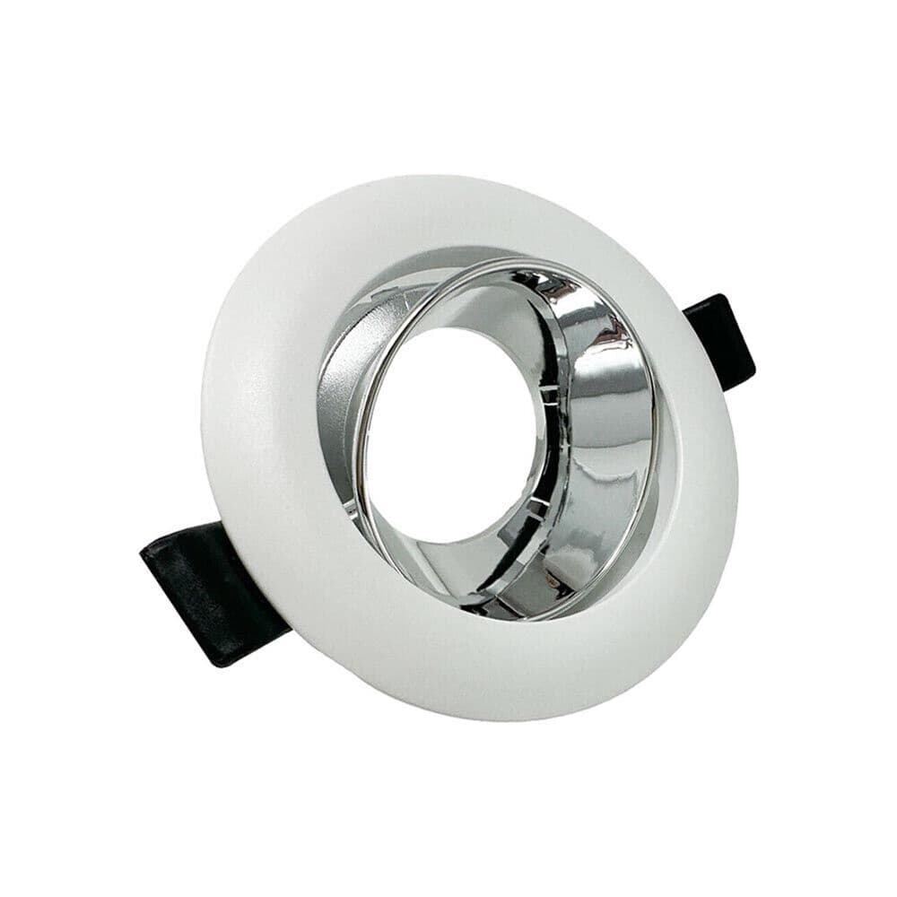 Portafaretto Orientabile Incasso Soffitto Supporto Tondo Faretto Bianco Argento - 5