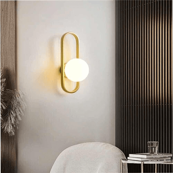 Applique A Parete Sfera Colore Bianco Lampada Da Muro Metallo G9 Bronzo Aq47 - 5