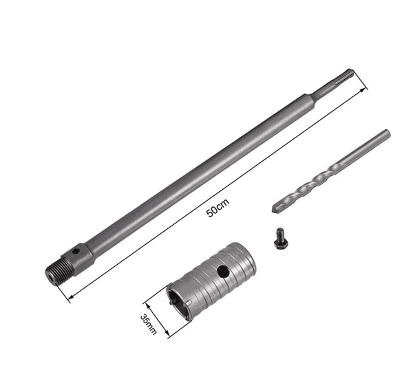 Fresa A Tazza 35 Mm Asta Prolunga 50 Cm Per Trapano Attacco Sds Plus - 2