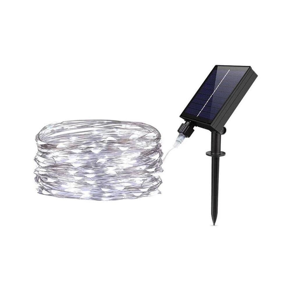 Catena Luminosa 30 Mt Luci Natalizi Pannello Solare Minilucciola 300 Led Bianca - 5