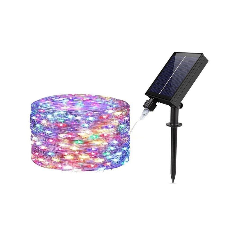 Catena Luminosa 30 Mt Luci Natalizi Con Pannello Solare Minilucciola 300 Led Rgb - 5