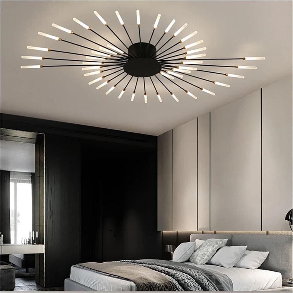 Plafoniera Led Luce Naturale 4000k 21 Watt Lampadario Da Soffitto A Raggi C33nn - 5