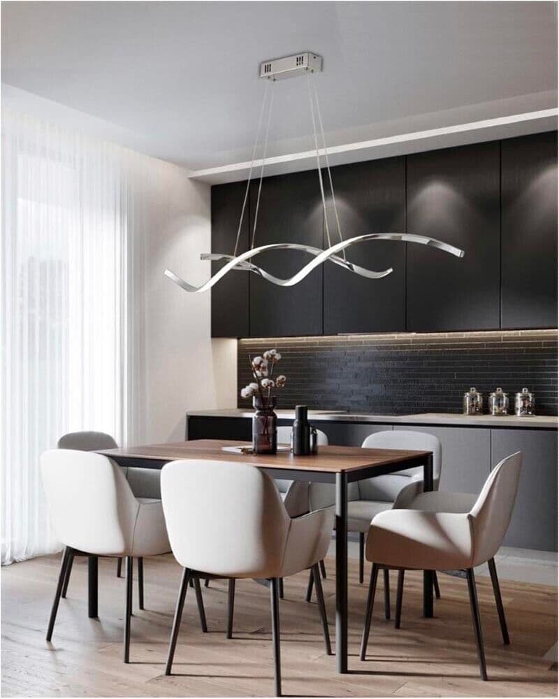 Lampadario Led A Onda Twist 28 Watt Luce Bianca Color Argento Cromato B56af - 5