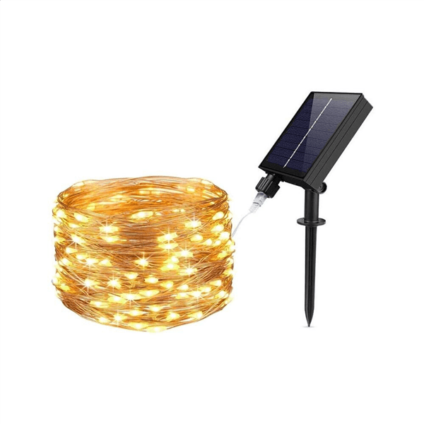 Catena Luminosa 30 Mt Luci Natalizi Pannello Solare Minilucciola 300 Led Calda - 5