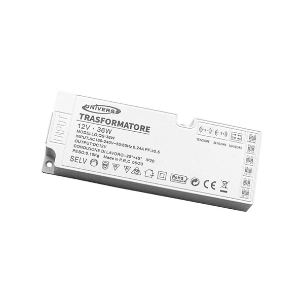 Alimentatore Slim Trasformatore Da 230v A 12v 36 W Per Striscia Led Sensori Luci - 5