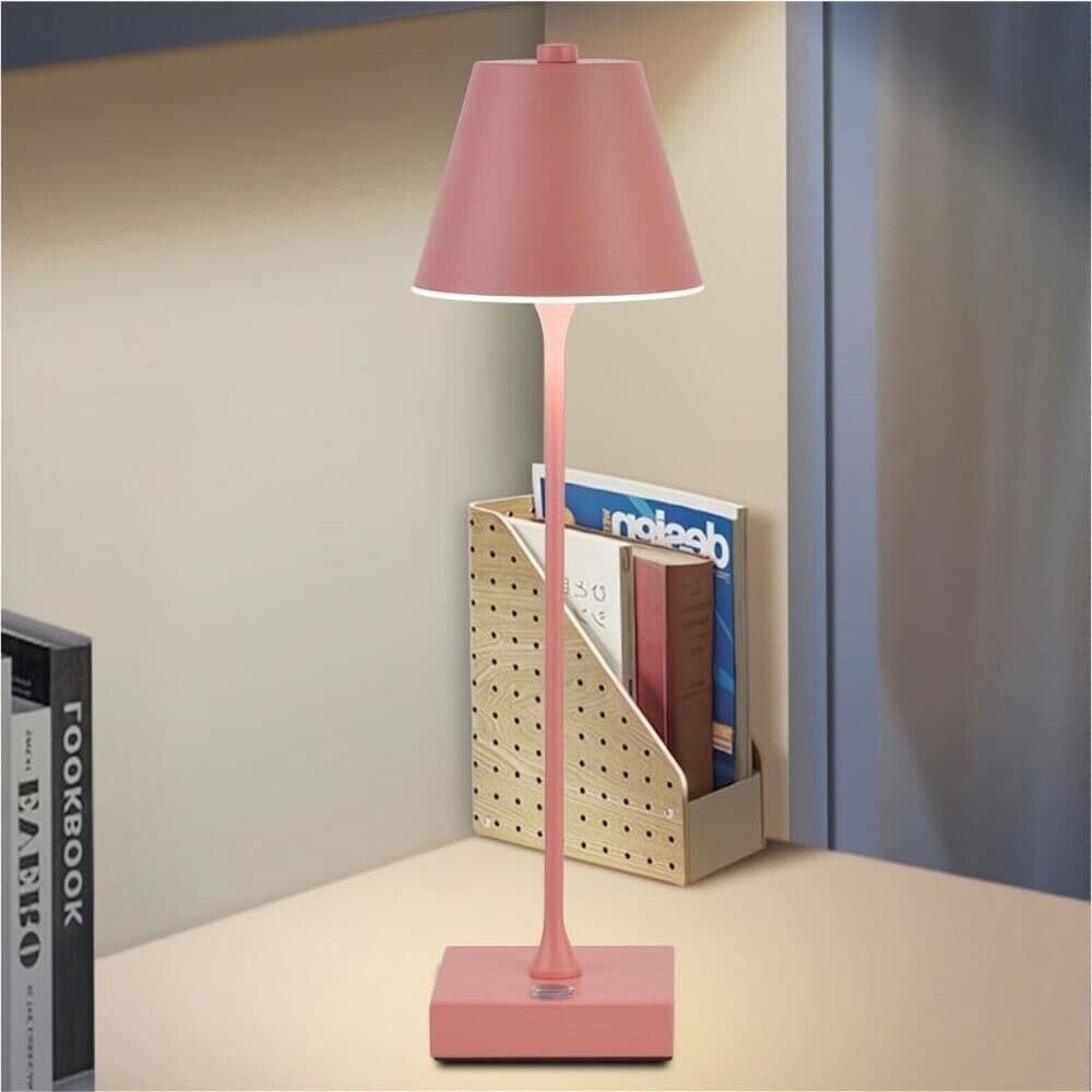 Lampada Da Tavolo Ricaricabile Usb Luce Bianca Calda Naturale Lume 10 Watt Rosa - 5