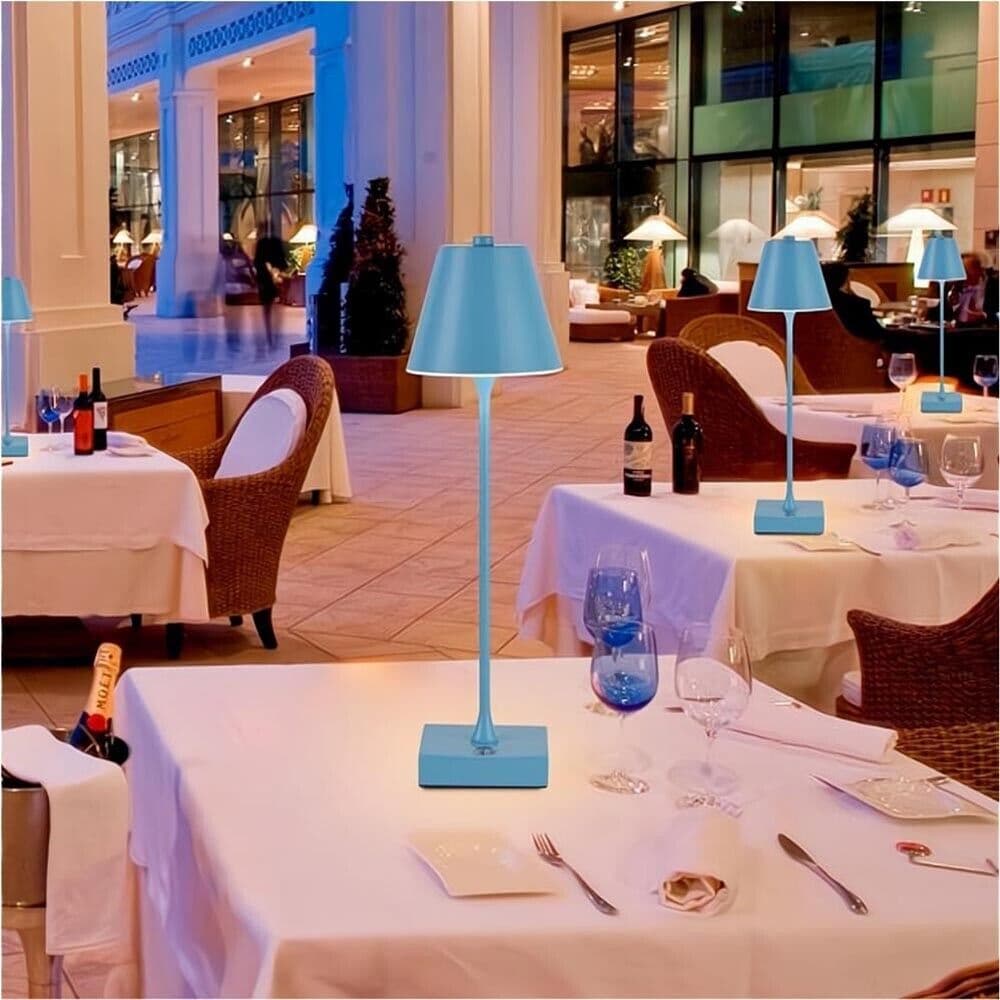 Lampada 10 W Ricaricabile 3 Colori Luce Bianca Calda Naturale Lume Da Tavolo Blu - 5