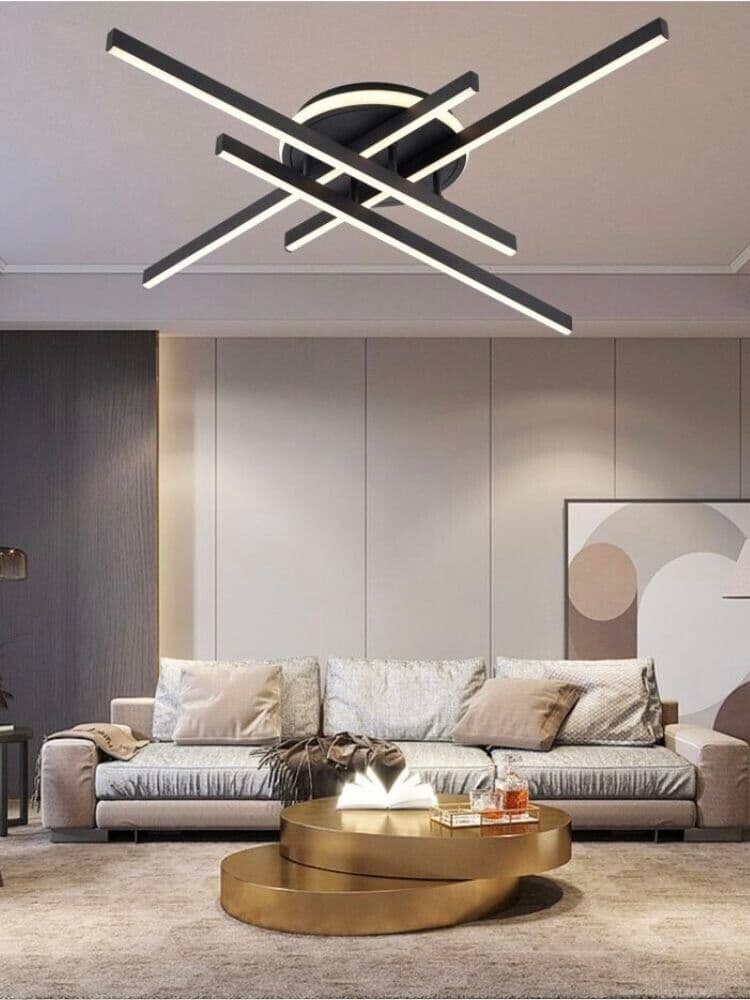 Plafoniera Led Luce Calda 3000k Lampadario 45 Watt Moderno Nero Pn21nc - 5