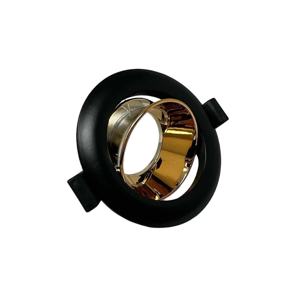 Portafaretto Orientabile Incasso Per Soffitto Rotondo Supporto Faretto Nero Oro - 5