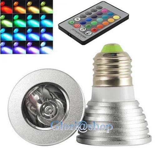 Lampadina 1 Led Rgb E27 Faretto 3w Luce Multicolori Effetti Strobo Telecomando - 2