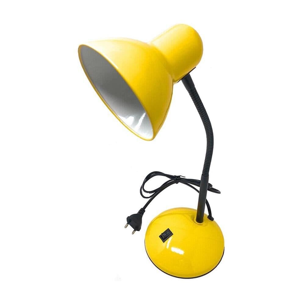 Lampada Da Tavolo Scrivania Braccio Snodabile Lumetto Porta Lampadina E27 Giallo - 2