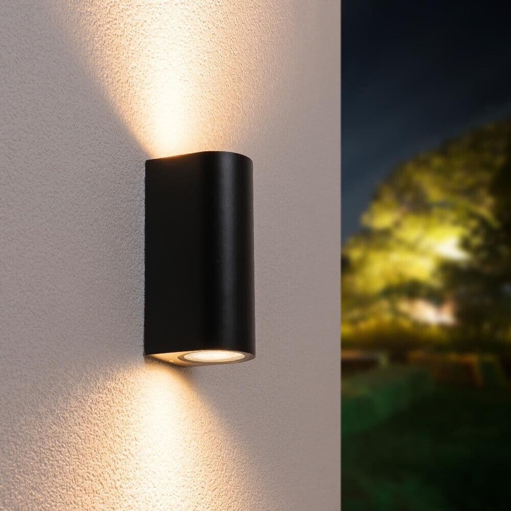 Applique Doppia Luce A Parete Interno Esterno Ip65 Porta Faretto Gu10 Es14n - 5