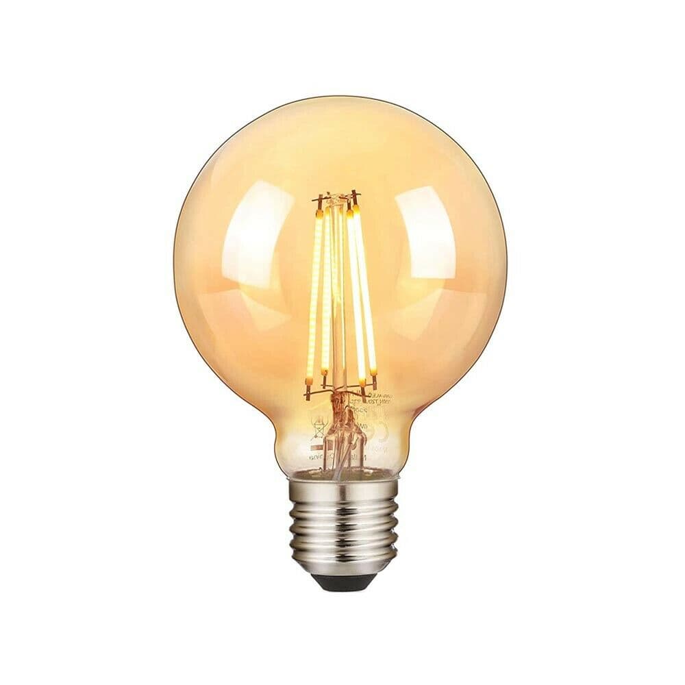 Lampadina Led A Filamento 12 W Luce Calda E27 Globo Sfera In Vetro Colore Ambra - 3