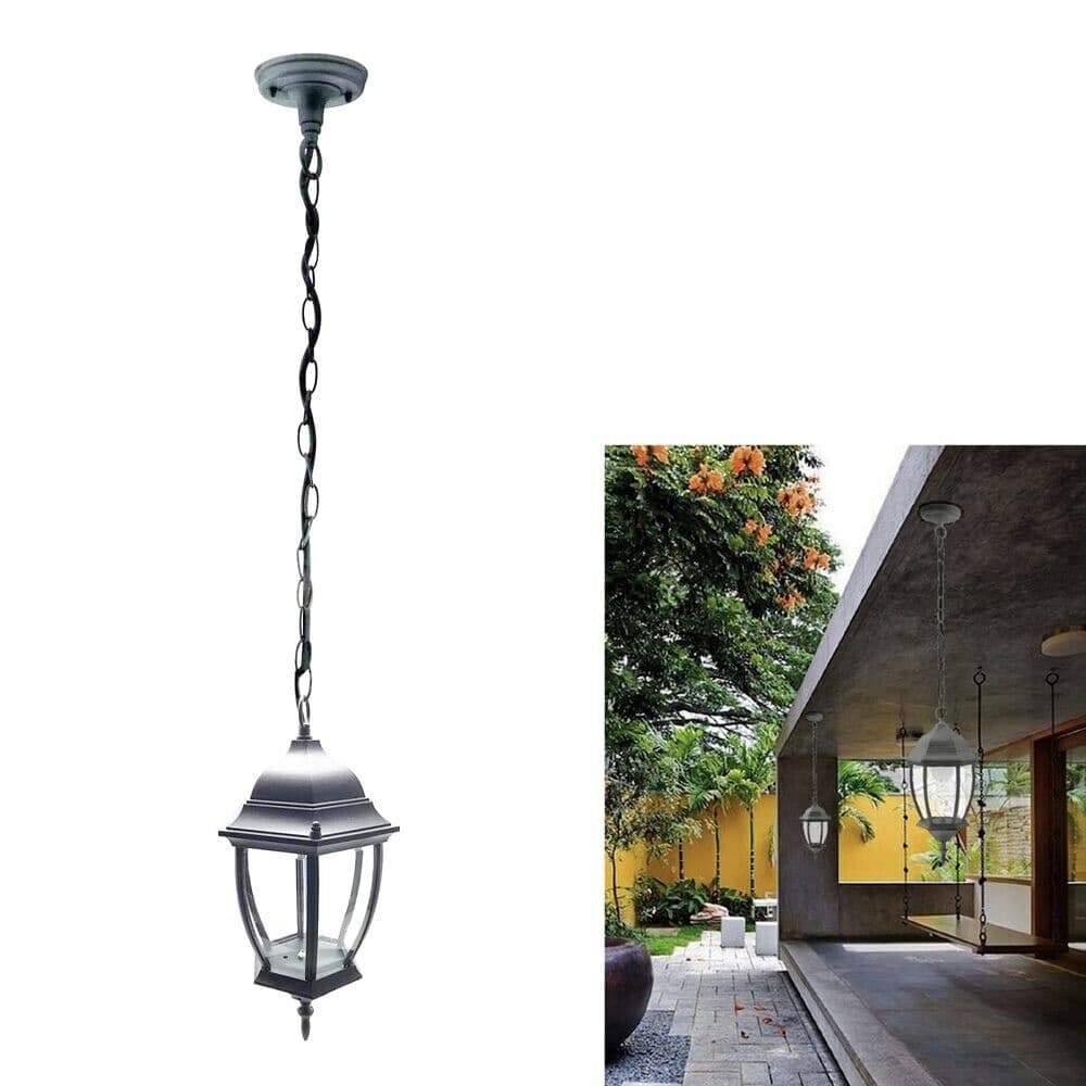 Lanterna Da Soffitto A Sospensione Lampadario Per Esterno Interno Es40 Grigio - 5