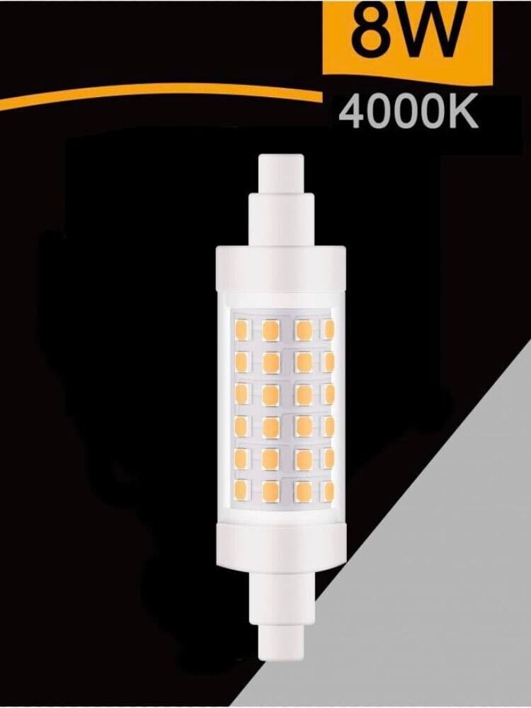 Lampadina Led Luce Naturale Attacco R7s 8 Watt Lampada Ricambio Per Faro 4000k - 4