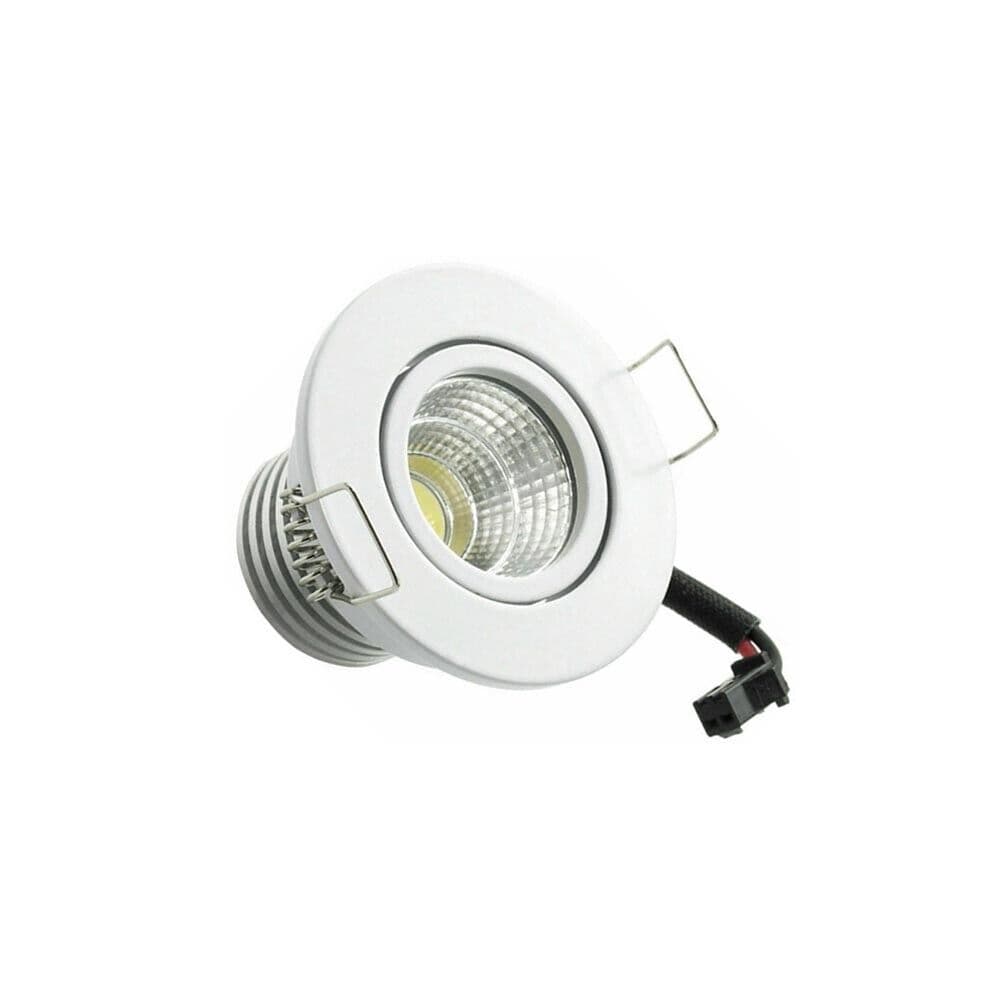 Faretto Led Cob 3 W Luce Calda 3000k A Incasso Orientabile Bordo Bianco P-45-bc - 5
