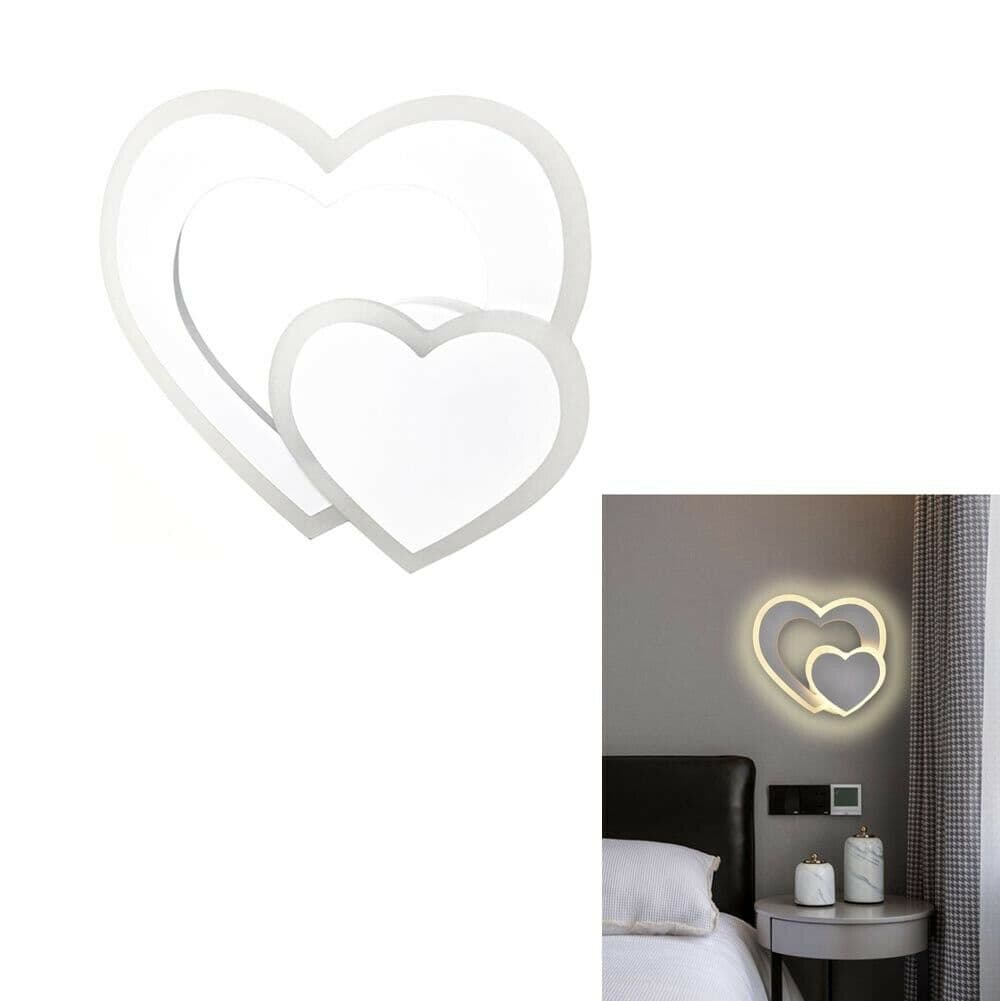 Applique Led Cuore In Vetro 2 Cuori Luce Calda Lampada Da Parete 12 W - 4