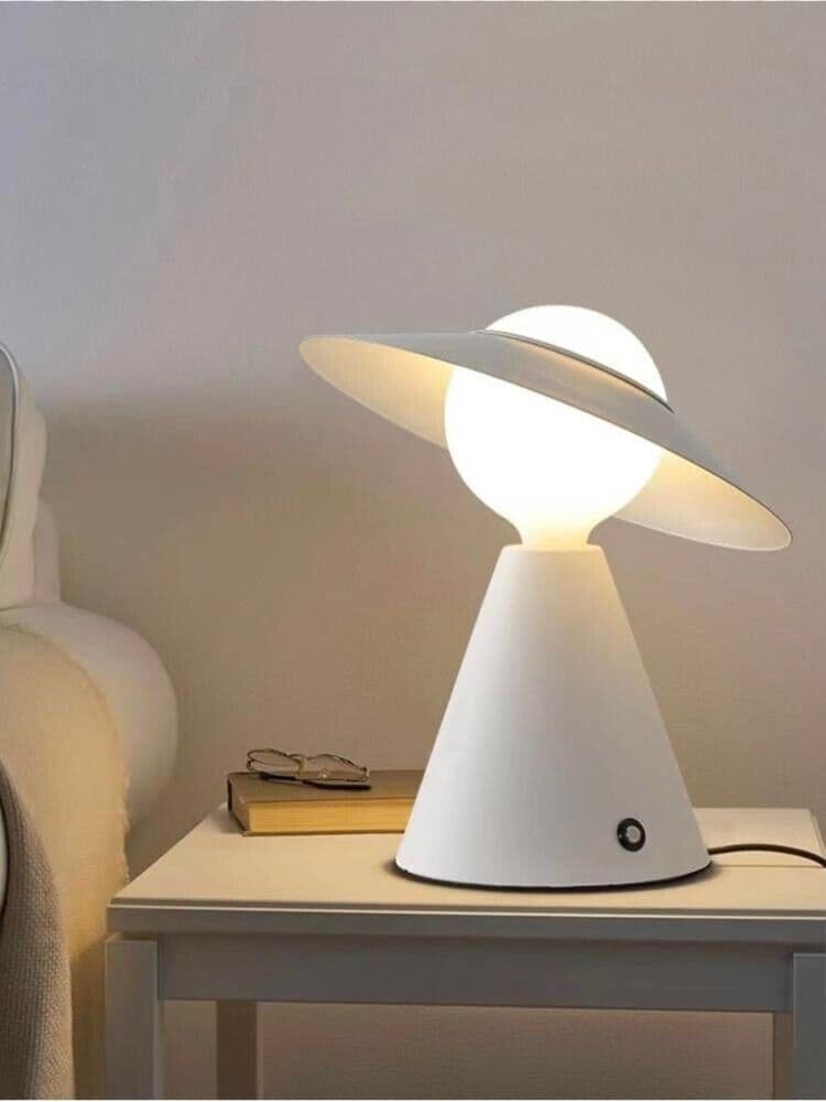 Lampada Da Tavolo Scrivania Comodino Lume Porta Lampadina E27 Lumetto Bianco - 5
