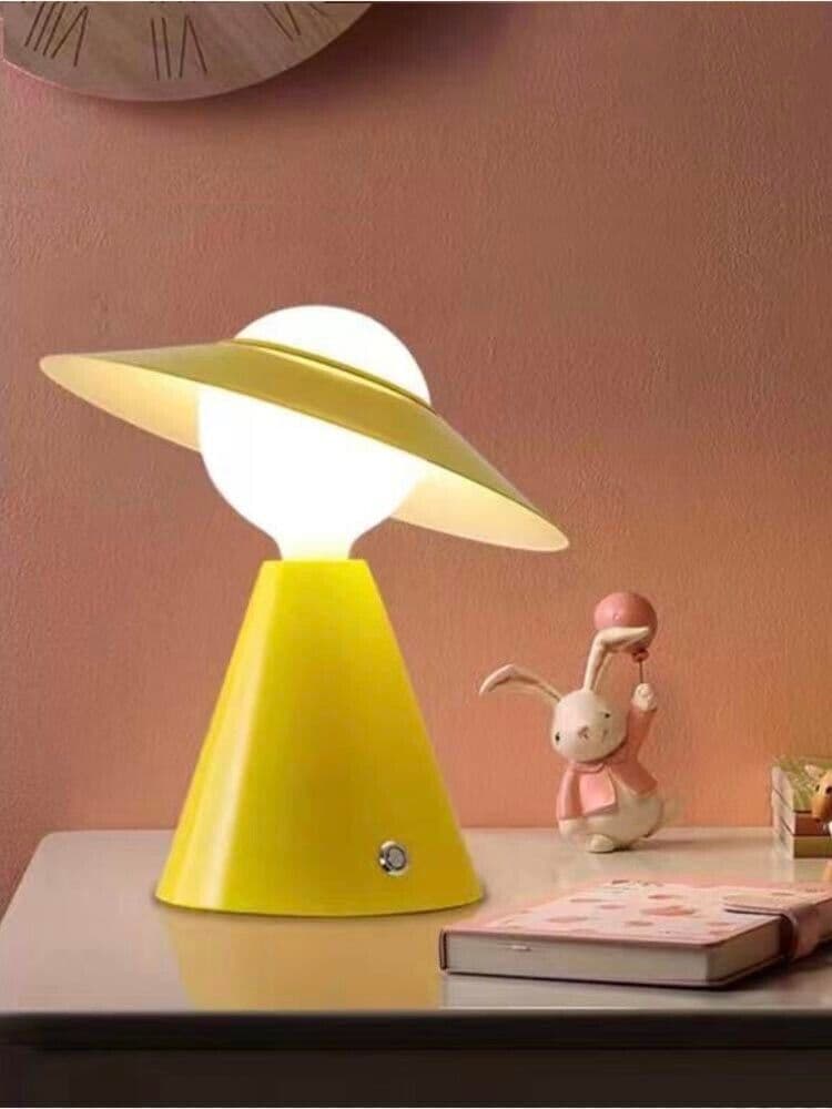 Lampada Da Tavolo Scrivania Comodino Lume Porta Lampadina E27 Lumetto Giallo - 5