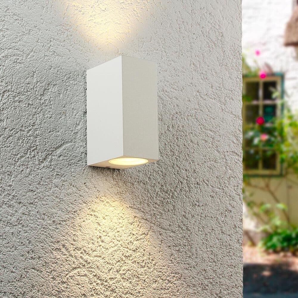 Applique Da Parete Interno Esterno Ip65 Porta Faretto Gu10 Es55b Bianco - 4