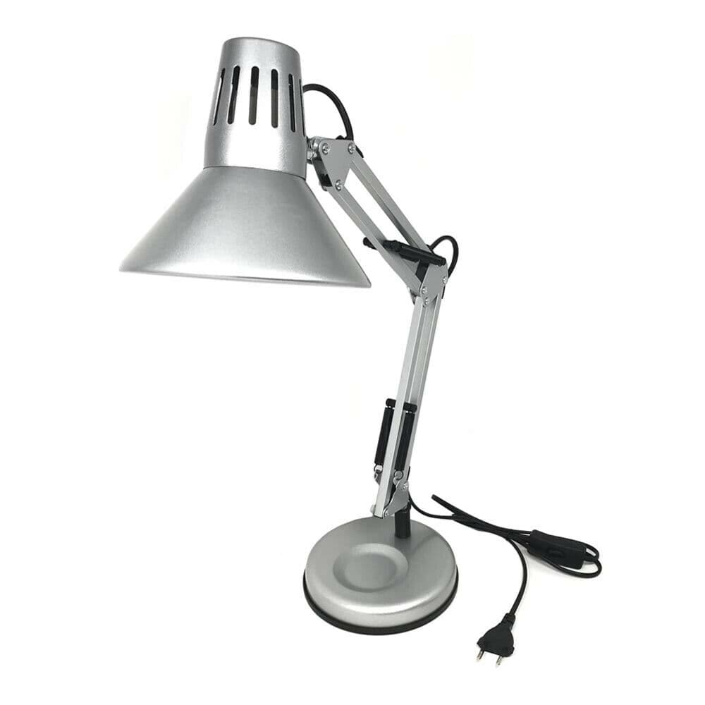 Lampada Da Tavolo Scrivania Lumetto Braccio Snodabile Morsetto Color Silver - 2