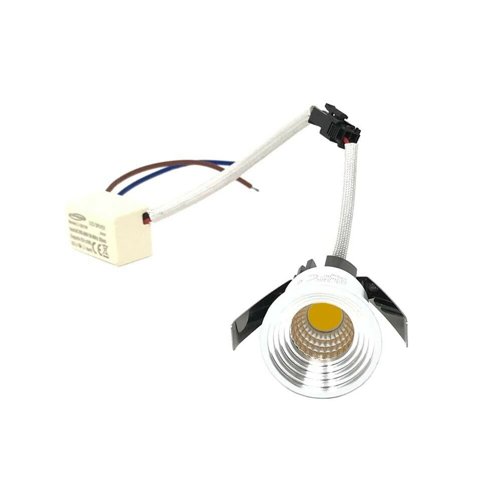Faretto Led Cob A Incasso 3 W Mini Punto Luce Calda 3000k Bordo Bianco P29 - 5