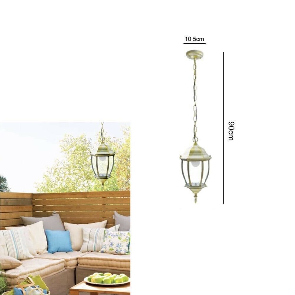 Lampadario A Sospensione Lanterna Lampioncino Per Interno Esterno Bianco - Oro - 4
