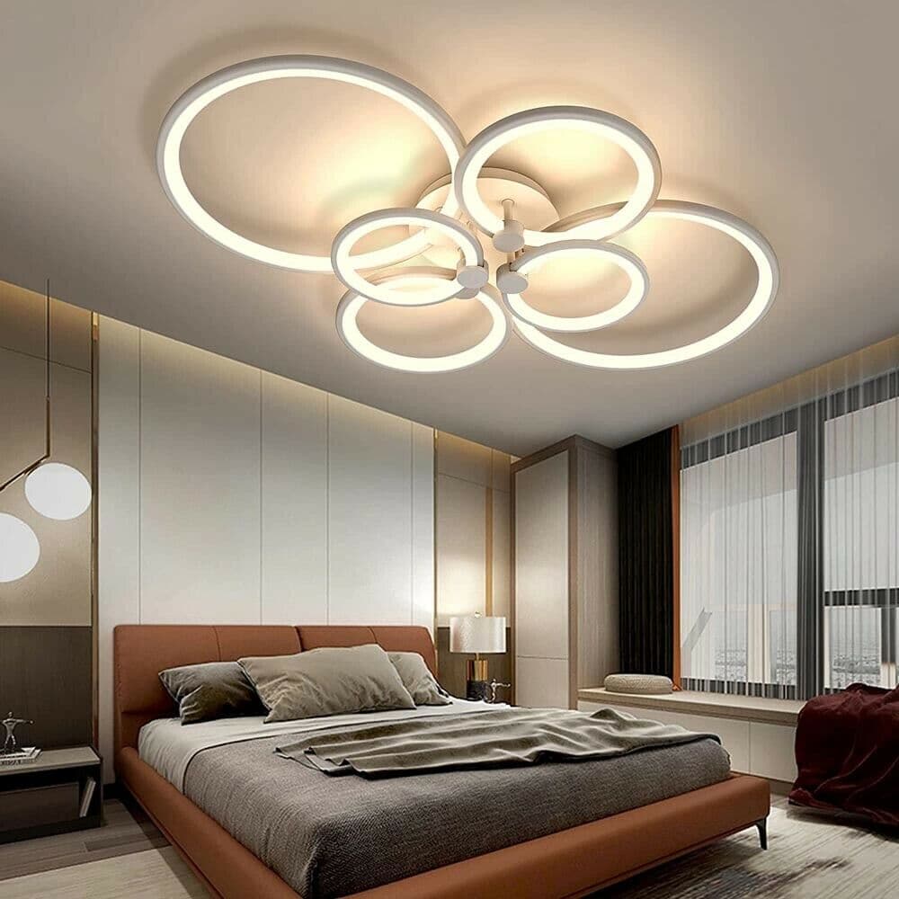 Plafoniera Led 51 W Lampadario 6 Cerchi Anelli Luce Naturale 4000k - 4