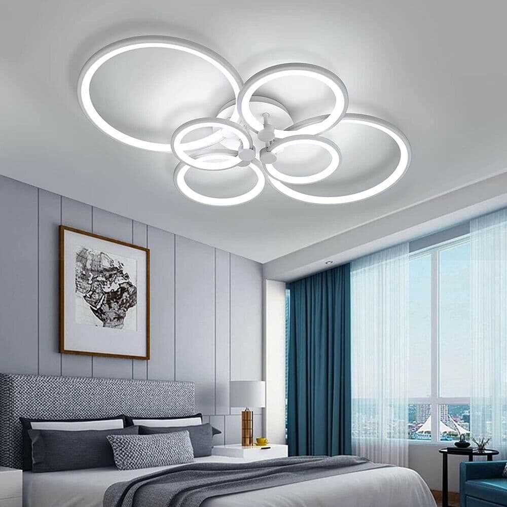 Plafoniera Lampadario Led 6 Anelli Cerchi 51 Watt Luce Bianca 6500k - 4