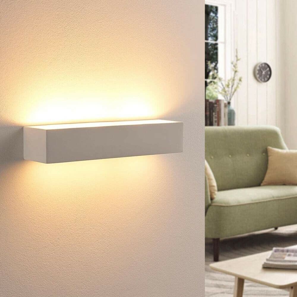 Applique In Gesso Lampada Da Parete 2 Porta Lampadina E14 Verniciabile E06 - 5