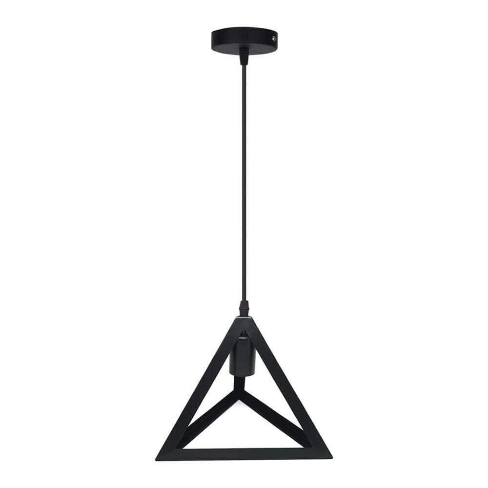 Lampadario Da Soffitto A Sospensione Forma Triangolo 3d Porta Lampadina E27 Nero - 5