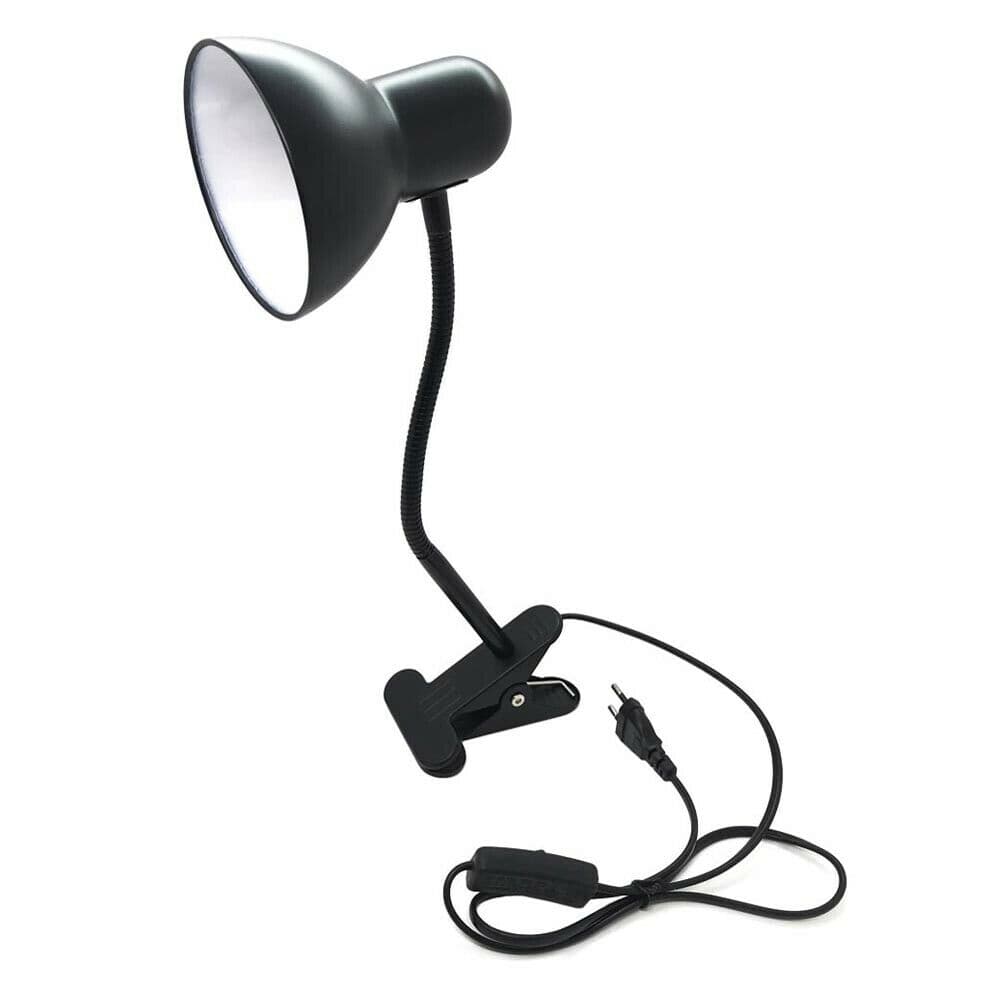 Lampada Da Scrivania Braccio Flessibile Lumetto Con Pinza E27 Lume Nero - 5