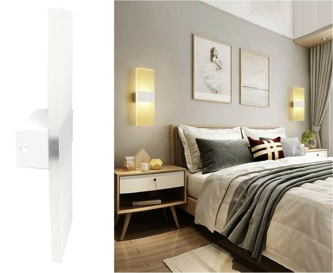 Applique In Vetro Da Parete Luce . Calda 3000k Lampada Led Interno 8 W - 5