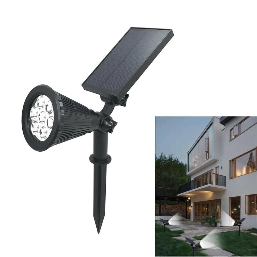 Faro 7 Led Pannello Solare . Ricaricabile Picchetto Faretto Luce Bianca Giardino - 5