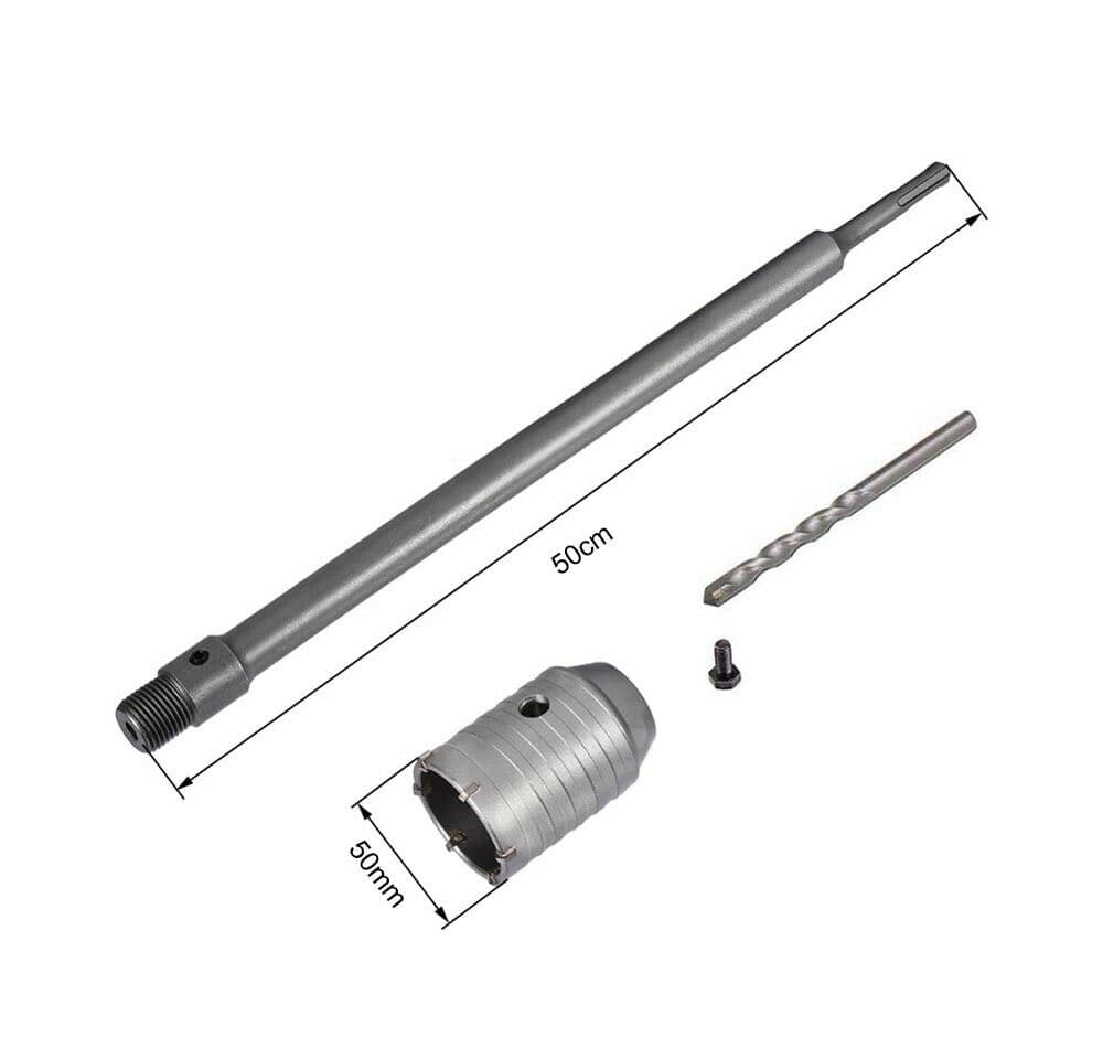 Fresa A Tazza 50 Mm Asta Prolunga 50 . Cm Per Trapano Attacco Sds Plus - 2