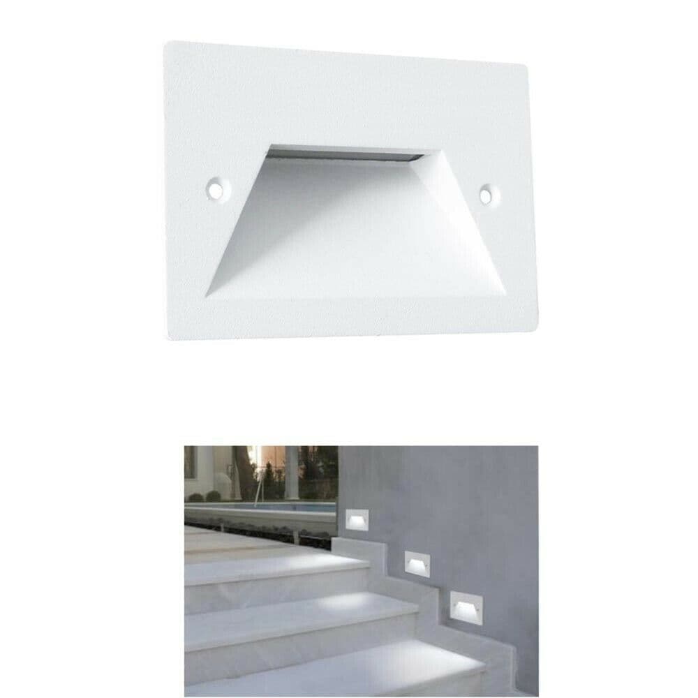 Segnapasso Faretto Led Luce Bianca 3 W Segnapassi Da Giardino X Scale Muro Es49b - 4