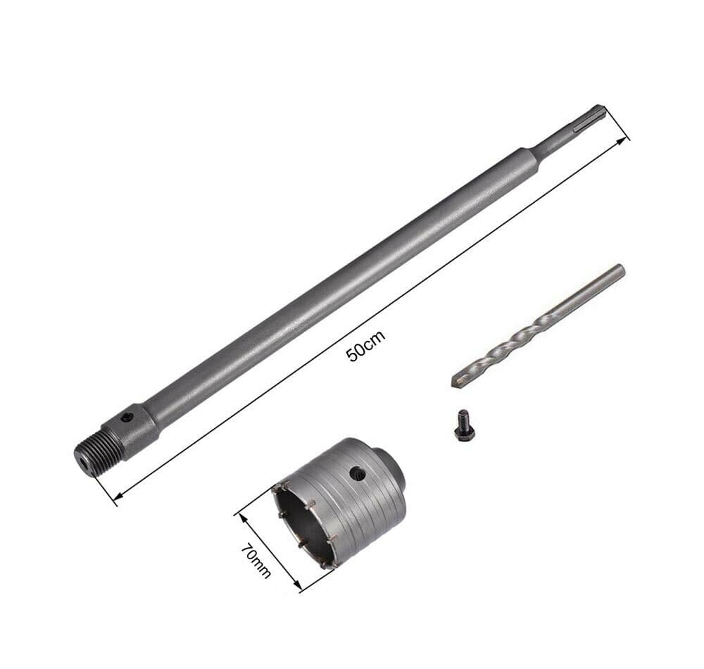 Fresa A Tazza 70 Mm Asta Prolunga 50 . Cm Per Trapano Attacco Sds Plus - 2