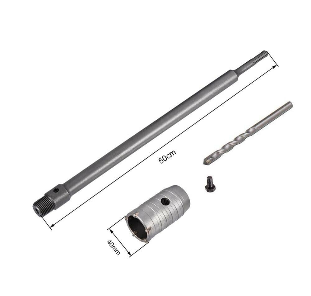 Fresa A Tazza 40 Mm Asta Prolunga 50 . Cm Per Trapano Attacco Sds Plus - 2
