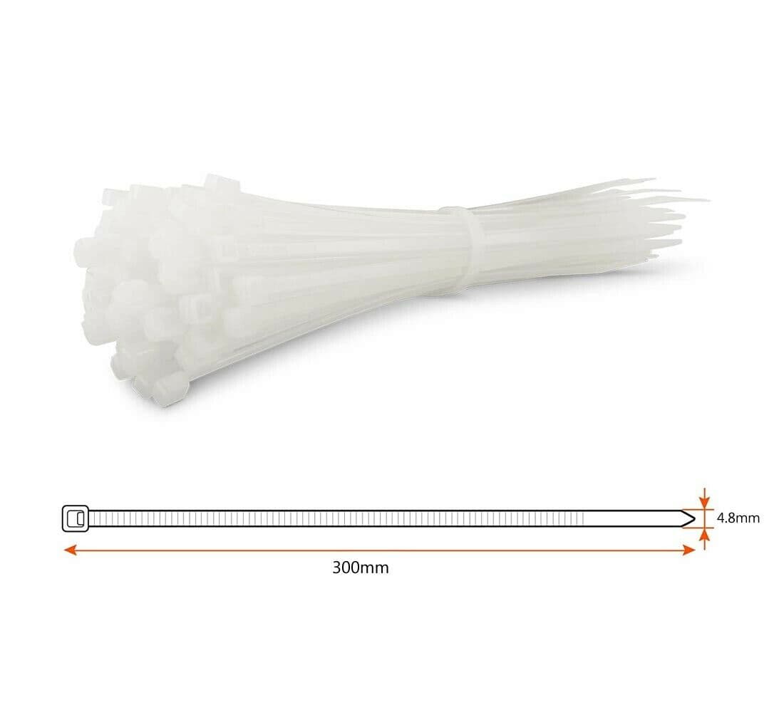200 Fascette Cablaggio Elettricista Fascetta 4.8 X 300 Mm In Nylon Bianco - 4