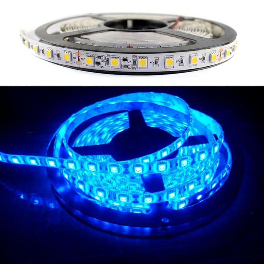 Striscia Led Luce Blu 5050 Smd Strip 5mt Illuminazione Auto Casa Bar Negozio - 3