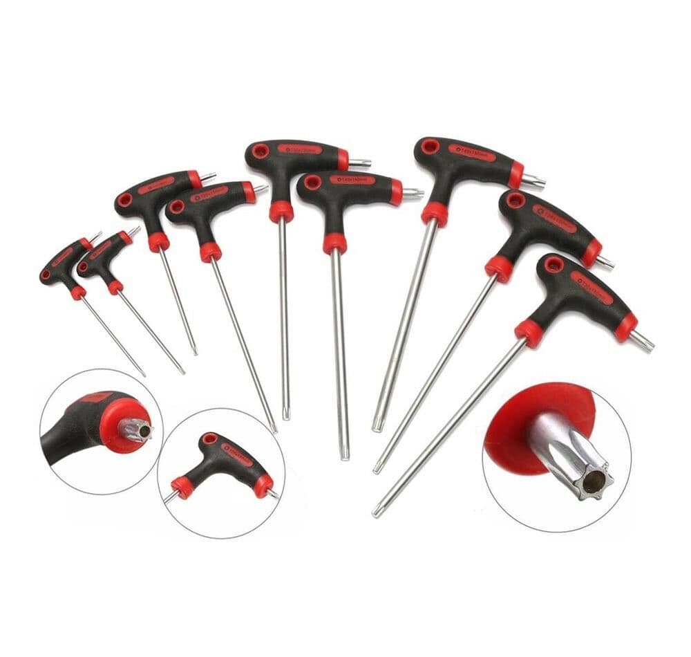 Chiavi Torx Lunghi Kit 9 Cacciaviti A T Con Foro Stella Impugnatura Antiscivolo - 2