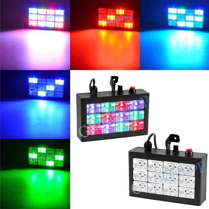 Faro Luce Stroboscopica 12 Led Rgb Faretto Luci Strobo Discoteca - 2