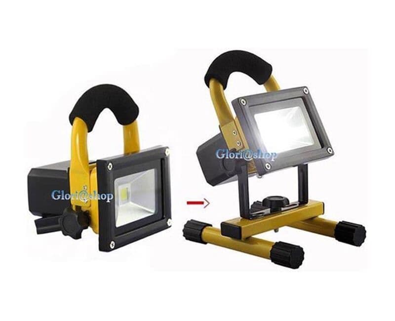 Faro 1 Led Luce Bianca 10w Lampada Ricaricabile Torcia Portatile Staffa - 4