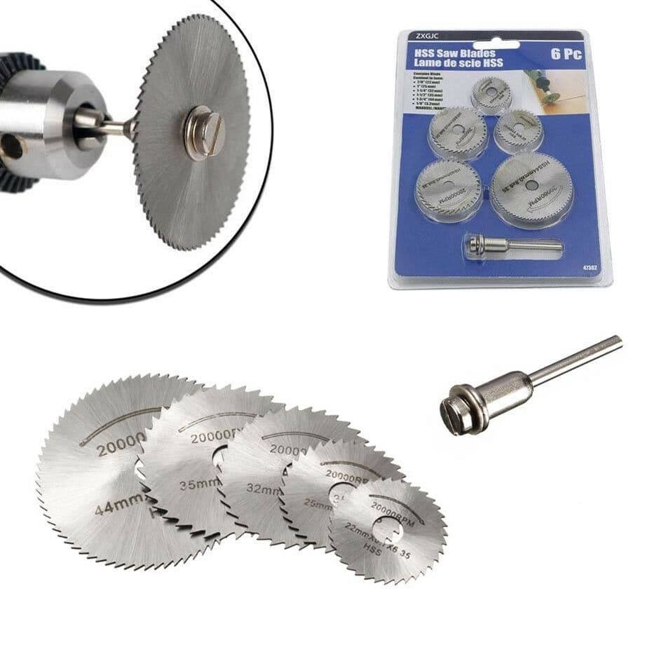 Kit 6 Dischi Per Minitrapano Mandrino Disco Lama Circolare Taglia Legno - 2