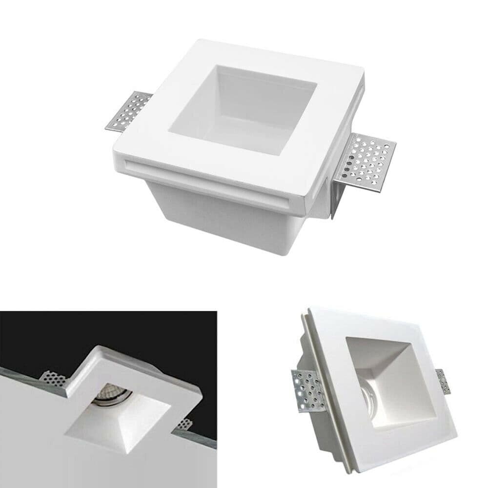 Portafaretto Incasso In Gesso Supporto Quadrato Porta Faretto A Scomparsa Gs-01 - 3